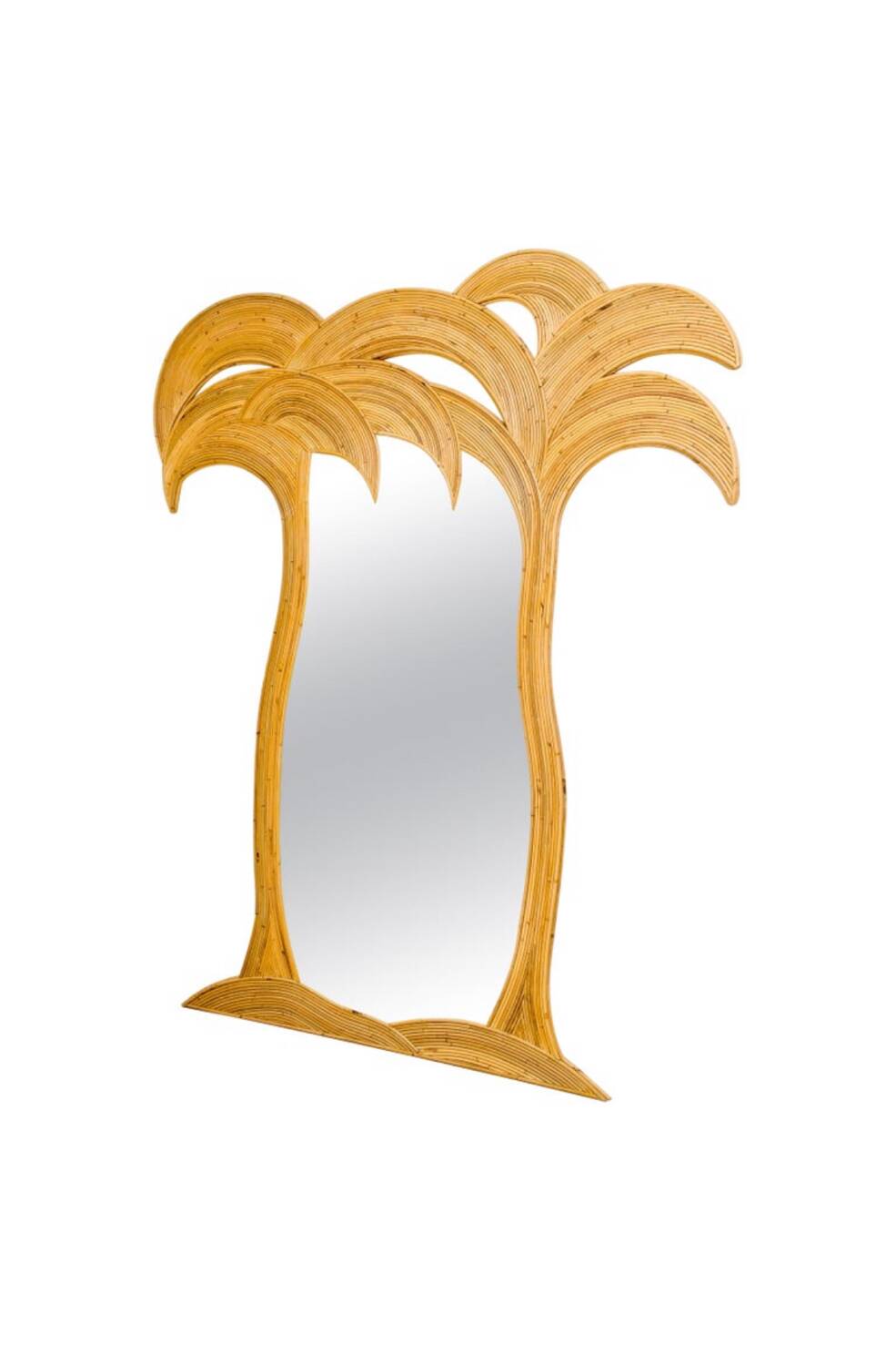 Mirror "palms" in rattan