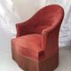 Pink velvet toad chair in the 1960s