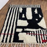Traditional handmade pure wool Berber rug size 100 x 200 cm