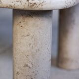 Travertine coffee table in the style of Angelo Mangiarotti, 1970.