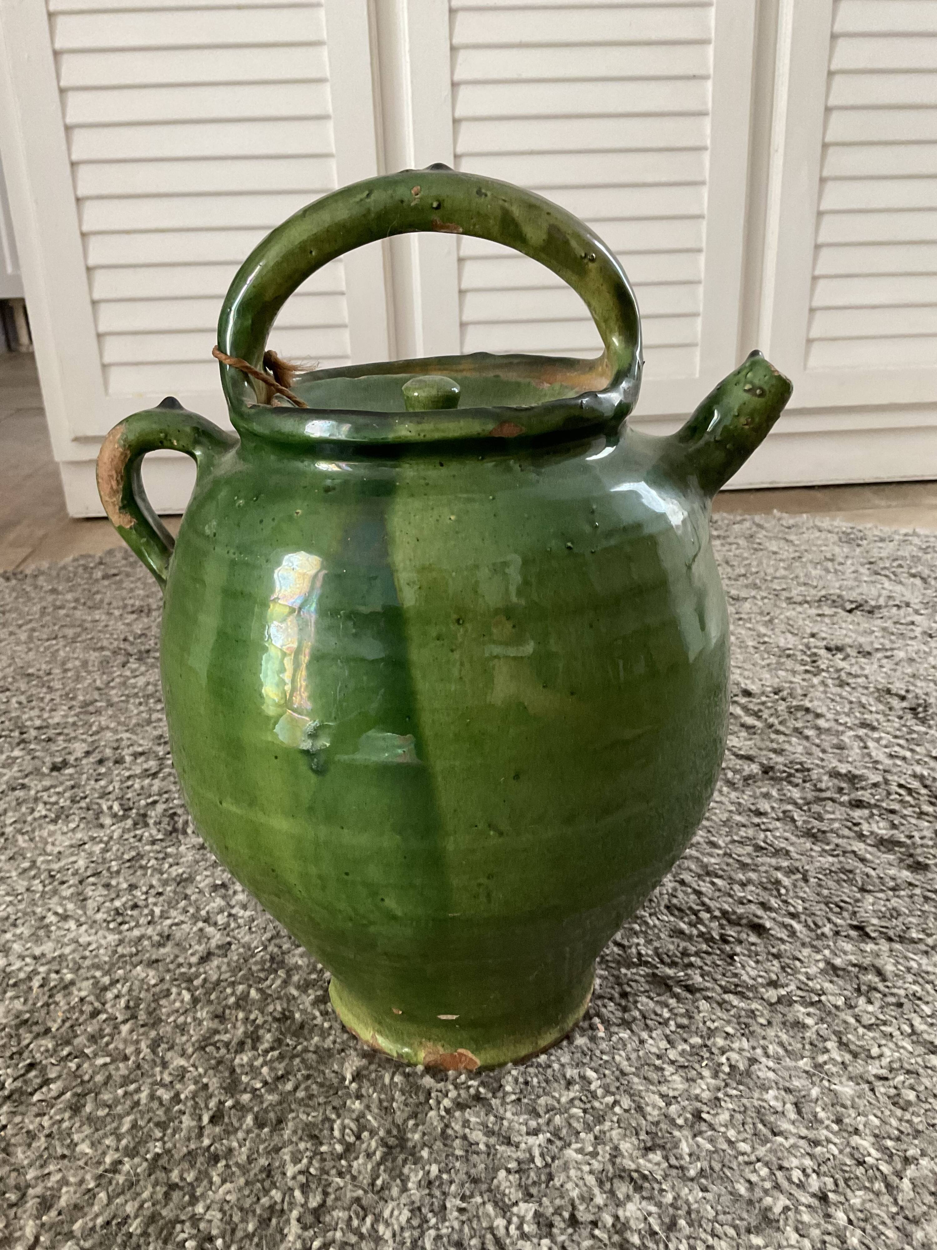 Gargoulette, chevrette, water pot. glazed terracotta.antic