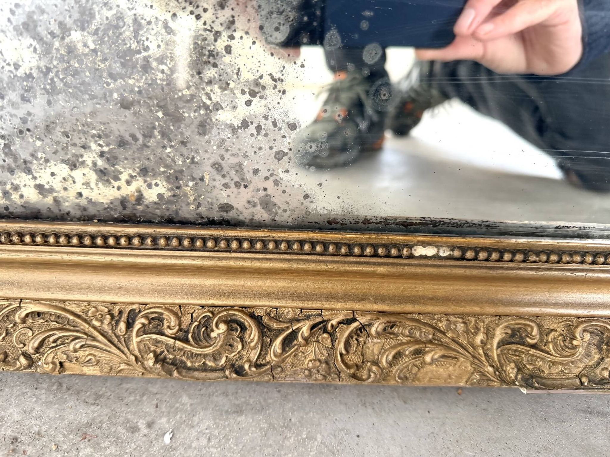 Miroir ancien au mercure, XIXe siècle