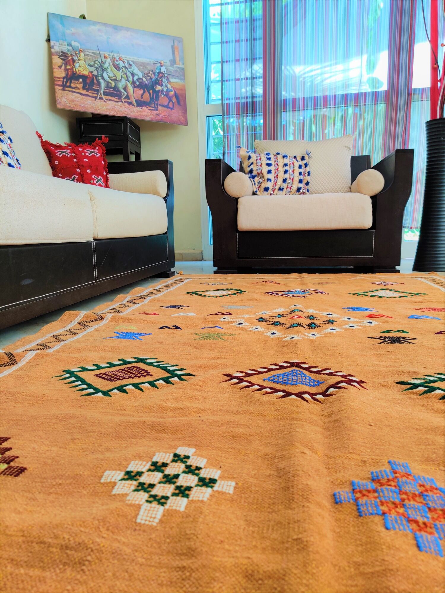 Tapis berbère marron ethnique 132x241 cm