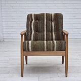 1970s, Danish armchair, beech wood, furniture wool fabric.