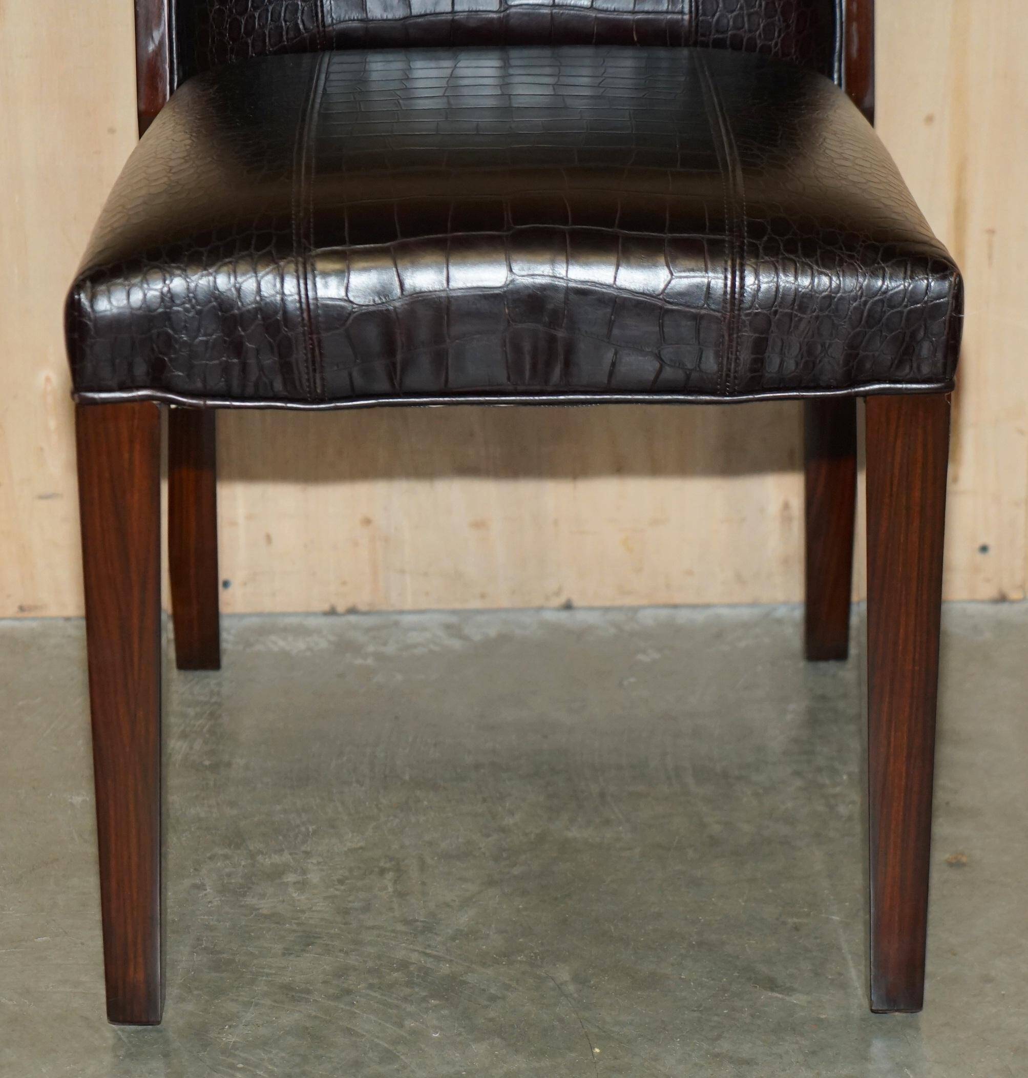 Chaises d'appoint Ralph Lauren Metropolis cuir patiné crocodile