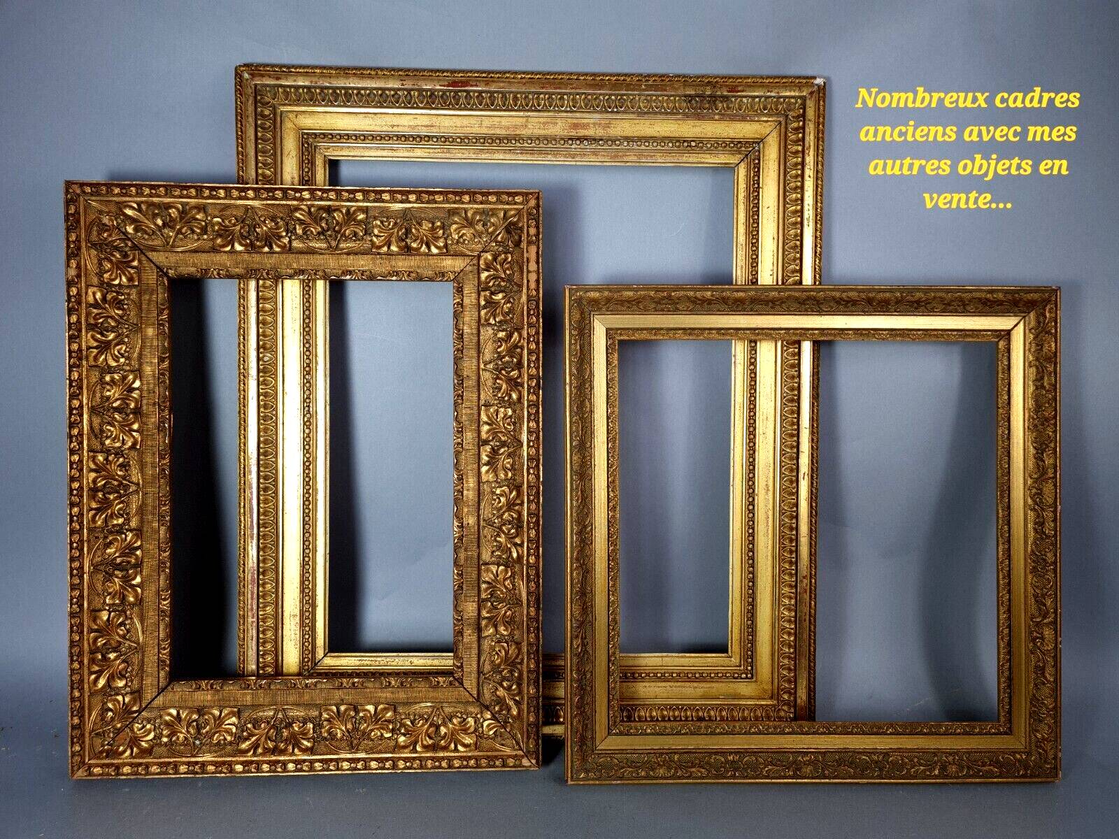 Old oval frame & glass 64x48 rebate 50x40 cm gilded stucco wood gold leaf