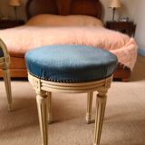 Louis XVI style medallion armchair and stool