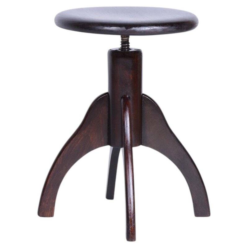 Art Deco Piano Stool in Beech and Iron, Czech, 1940s