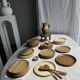 4 assiettes en grès brun