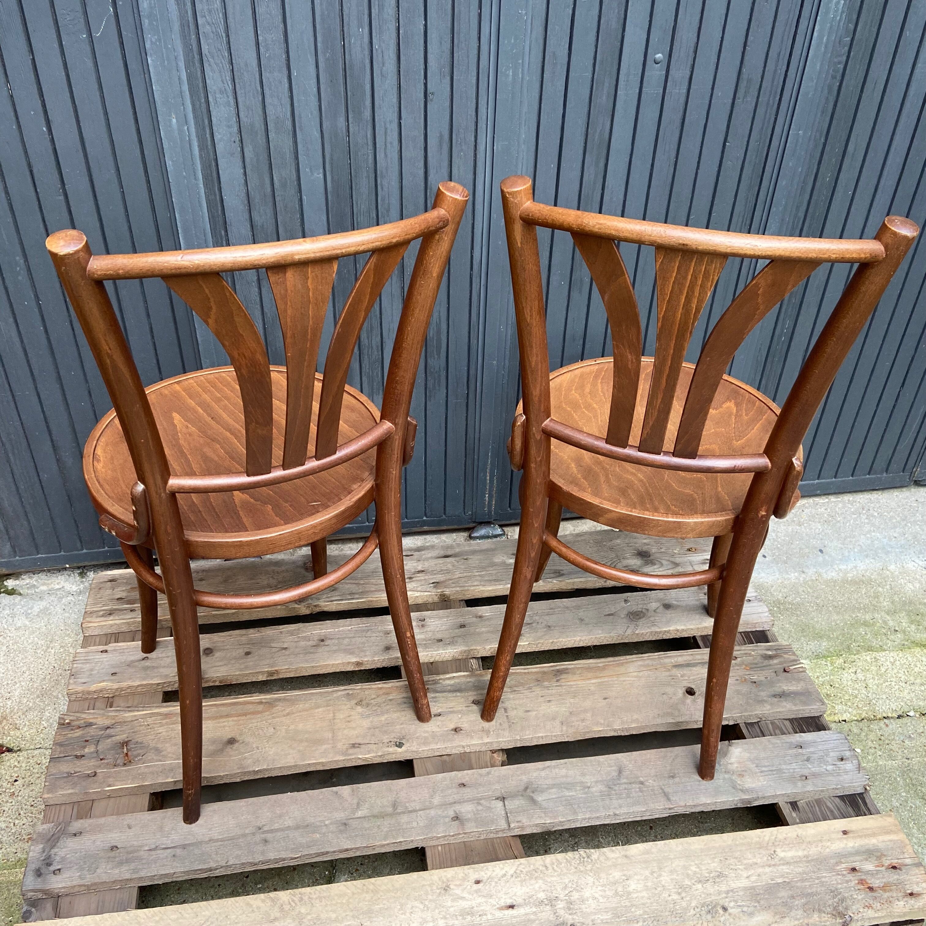 Lot de 2 chaises bistrot en bois courbé