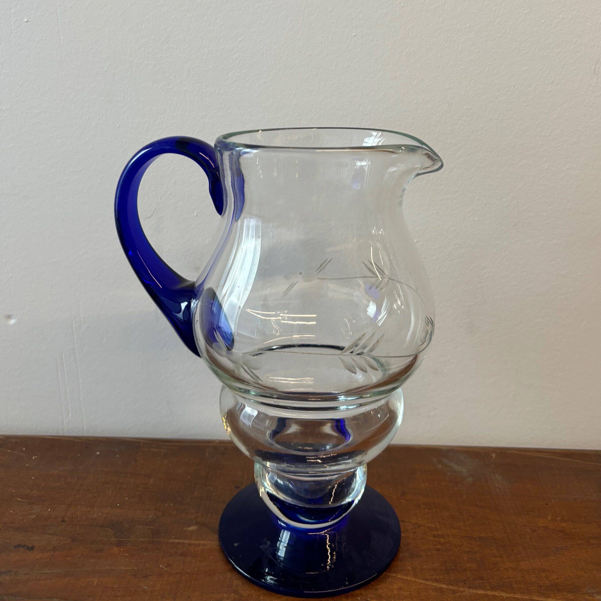 Blue glass carafe
