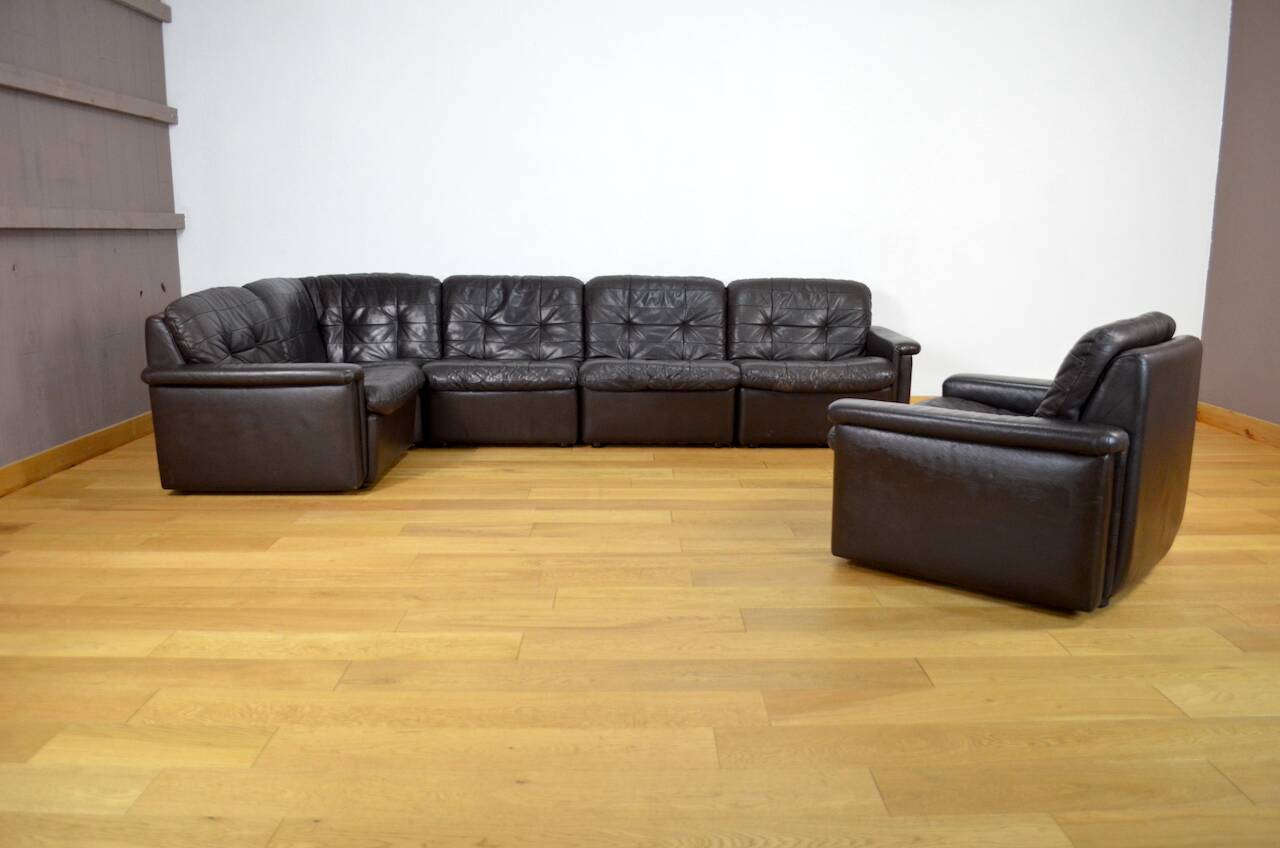 Modular vintage leather lounge from the 1970s/1980s
