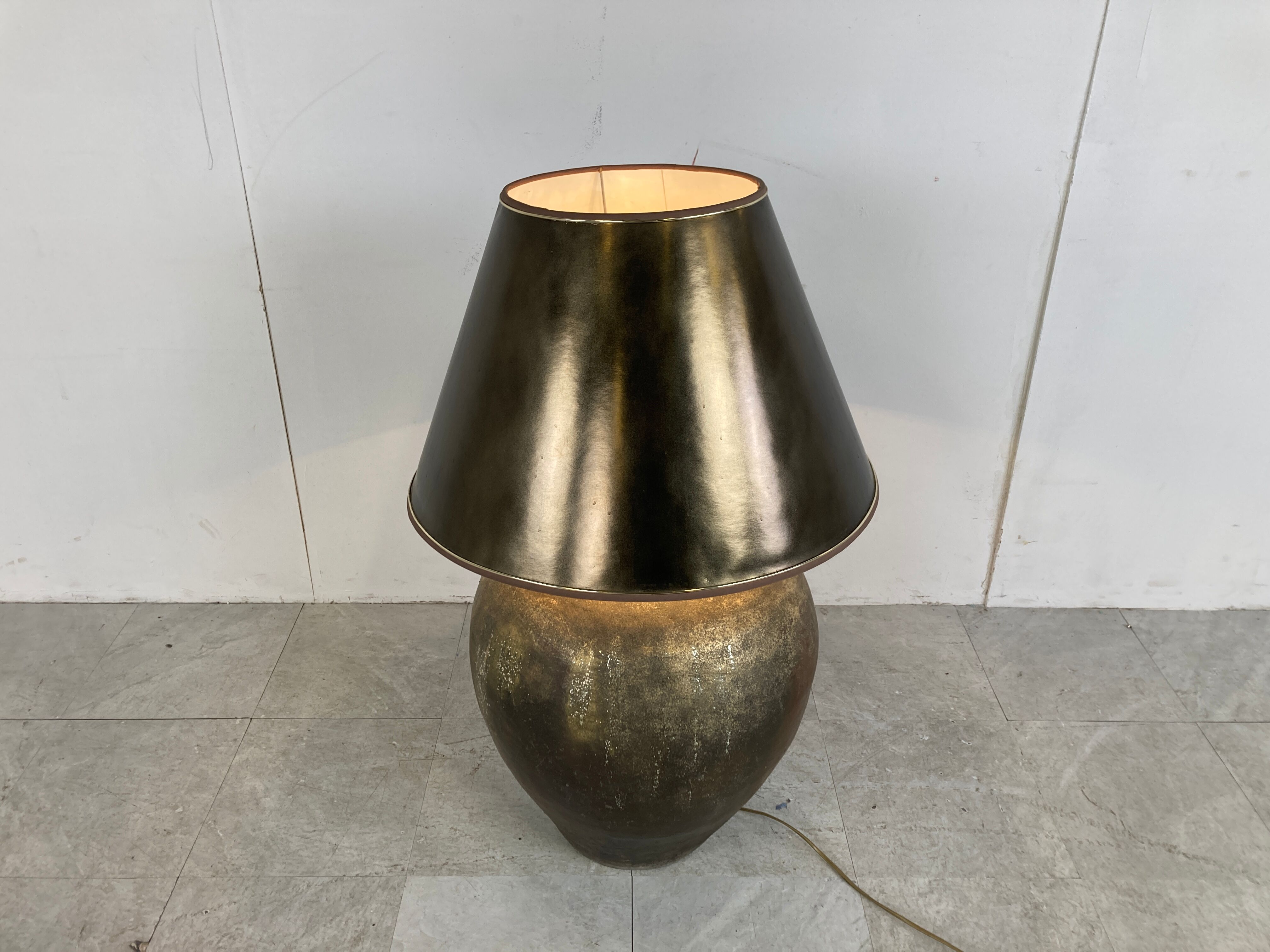Oversized stoneware table lamp, 1980s