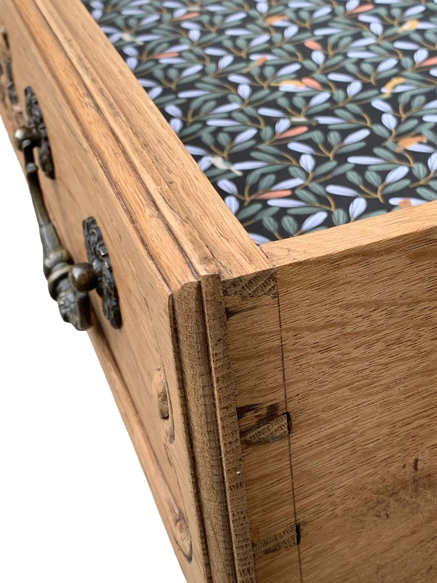 Louis XV style chest of drawers, solid raw oak, 1920.