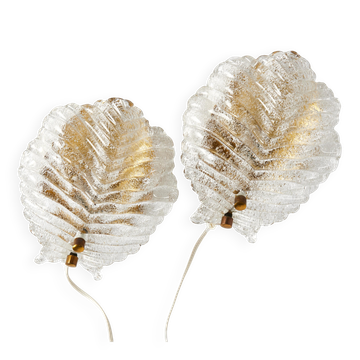 Paire d'appliques Orrefors en verre et laiton Suède 1960