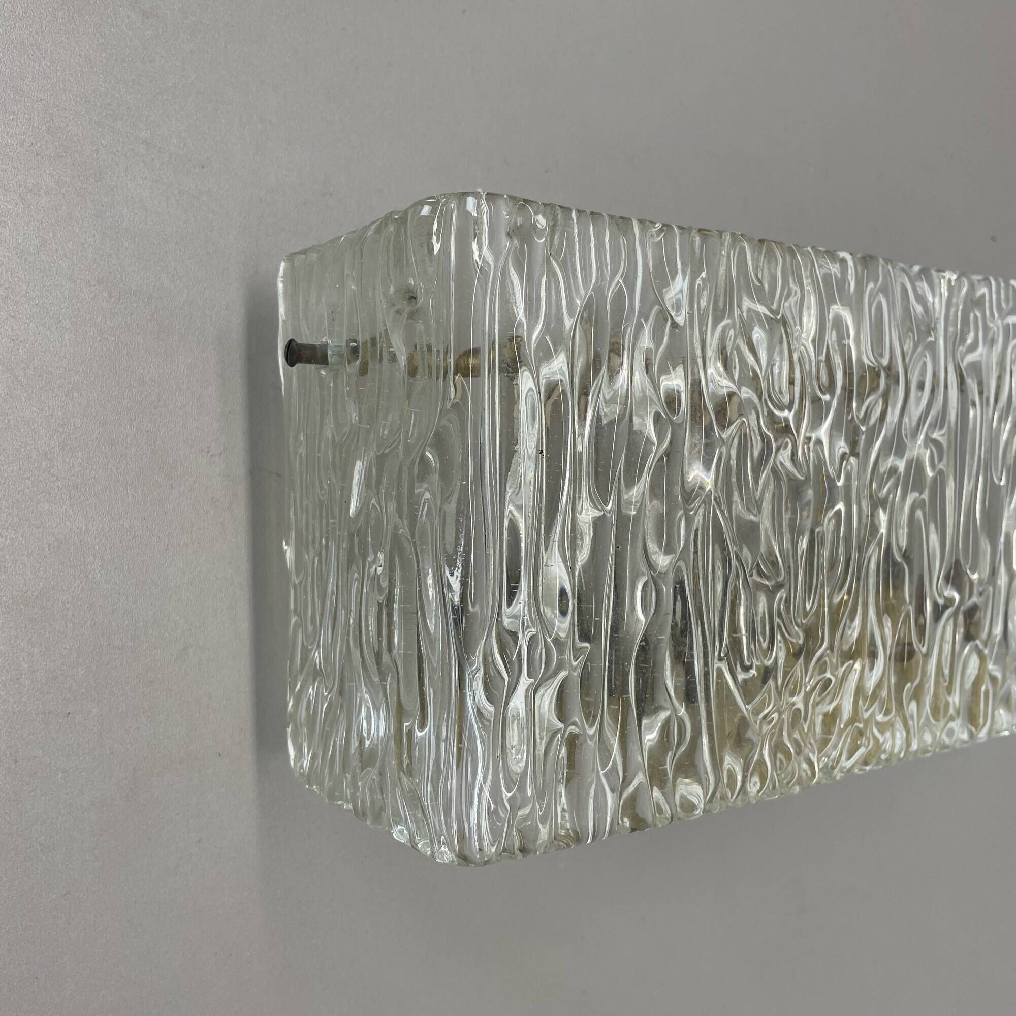 Large 35cm cubic Hollywood Regency Ice Glass Wall Light by J.T. Kalmar 1950