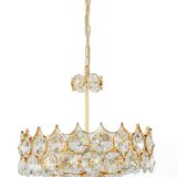 Golden brass chandelier, Sciolari design by Palwa, Germany, 1970s