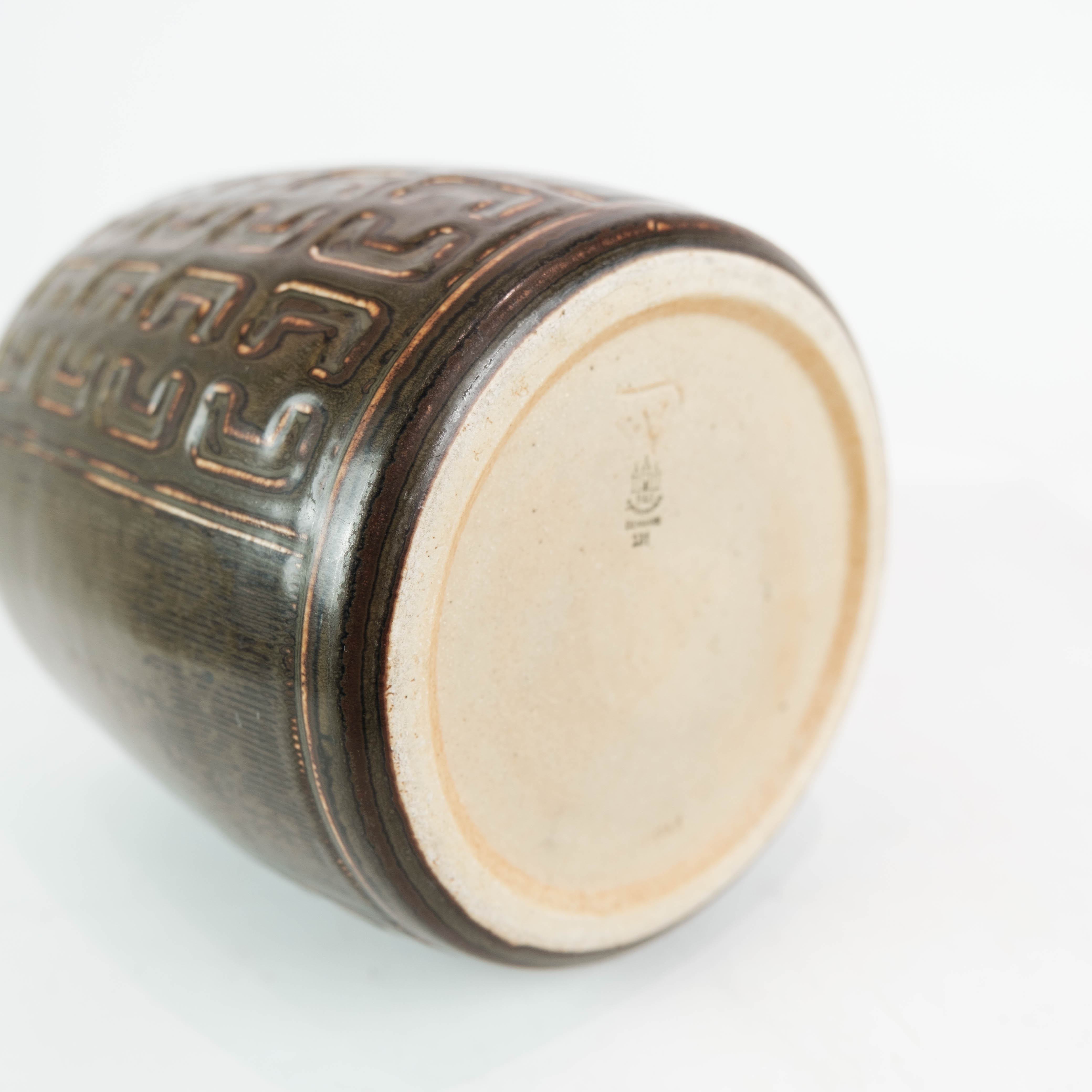 Stoneware vase with dark glaze, no.: 231 by Bing and Groendahl