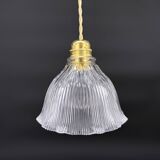 Vintage Holophane glass pendant light, draped shape