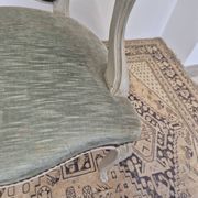 Louis XV style cabriolet armchair in patinated wood and velvet