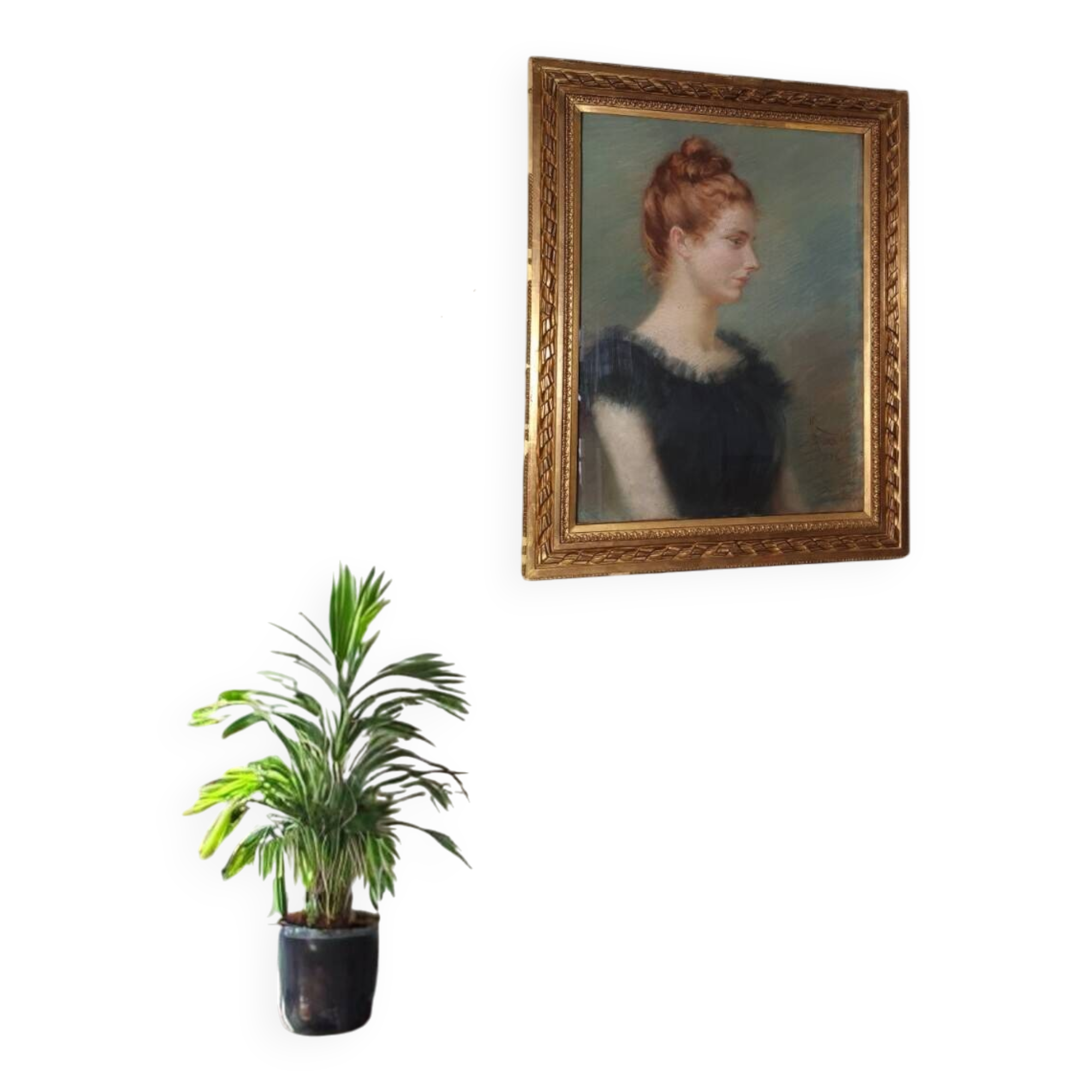 Portrait of an elegant young woman, signed pastel dated 1888, 86x68 cm SC234