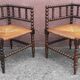 Pair of corner chairs or armchairs "fireplace corner" (Straw seat)