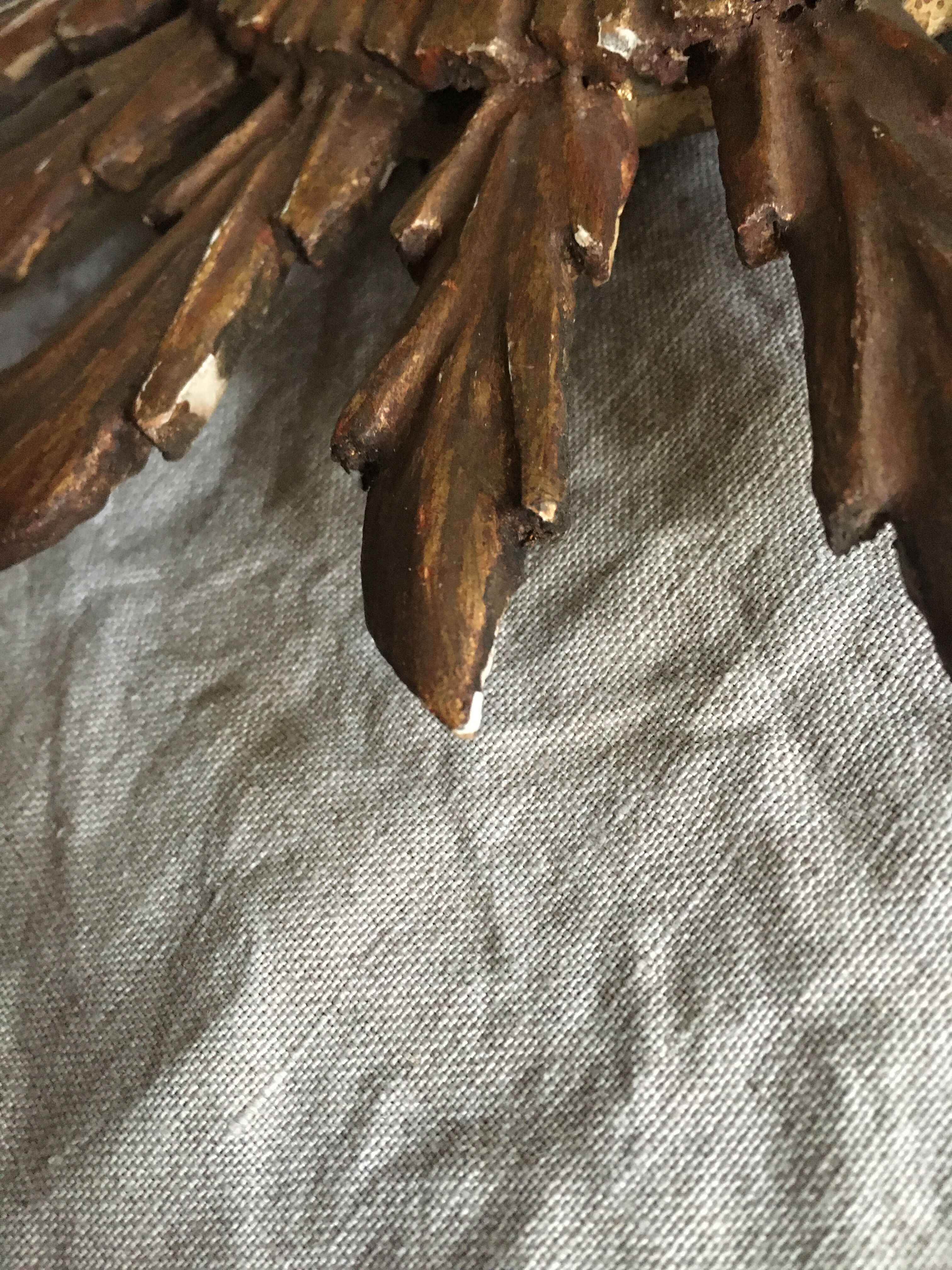 Gilded wood sun mirror, 60s