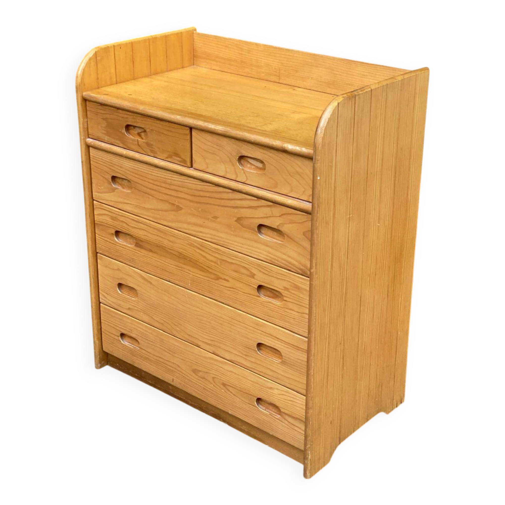 Scandinavian chest of drawers with 6 drawers and changing table from the 1970s.