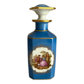 Royal blue Limoges porcelain bottle 22 cm