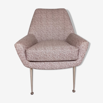 Italian vintage armchair 50s 60s in skai effect fabric and metal