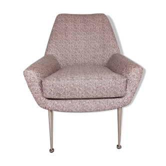 Italian vintage armchair 50s 60s in skai effect fabric and metal