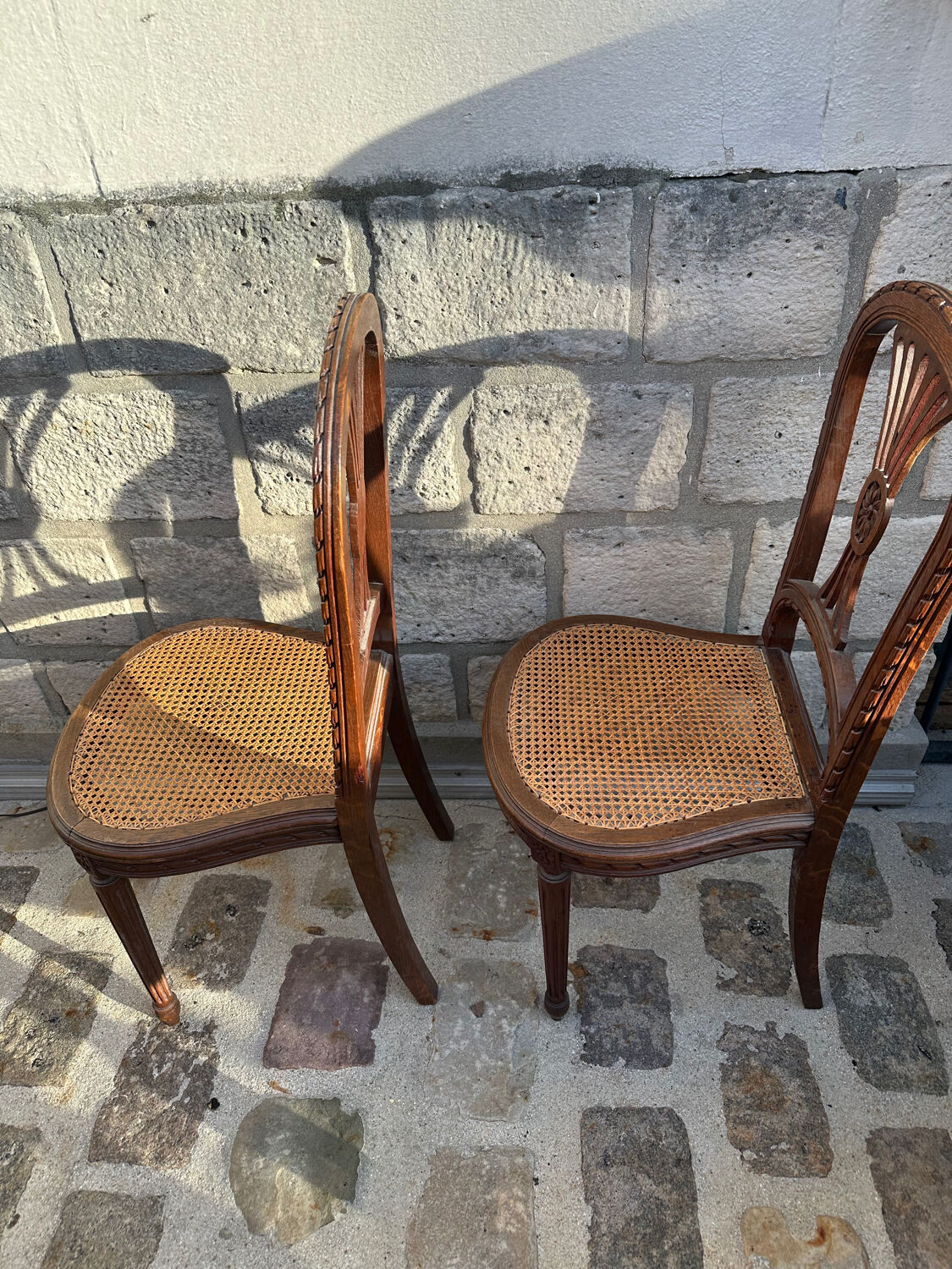 Pair of caned chairs in Louis XVI style