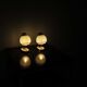 Set of 2x Bedside lamps with blue glass and bronze feet, 1930s