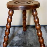 Vintage solid-turned wood tripod tripod