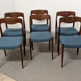 Set of 6 Danish teak chairs from the 60s/70s