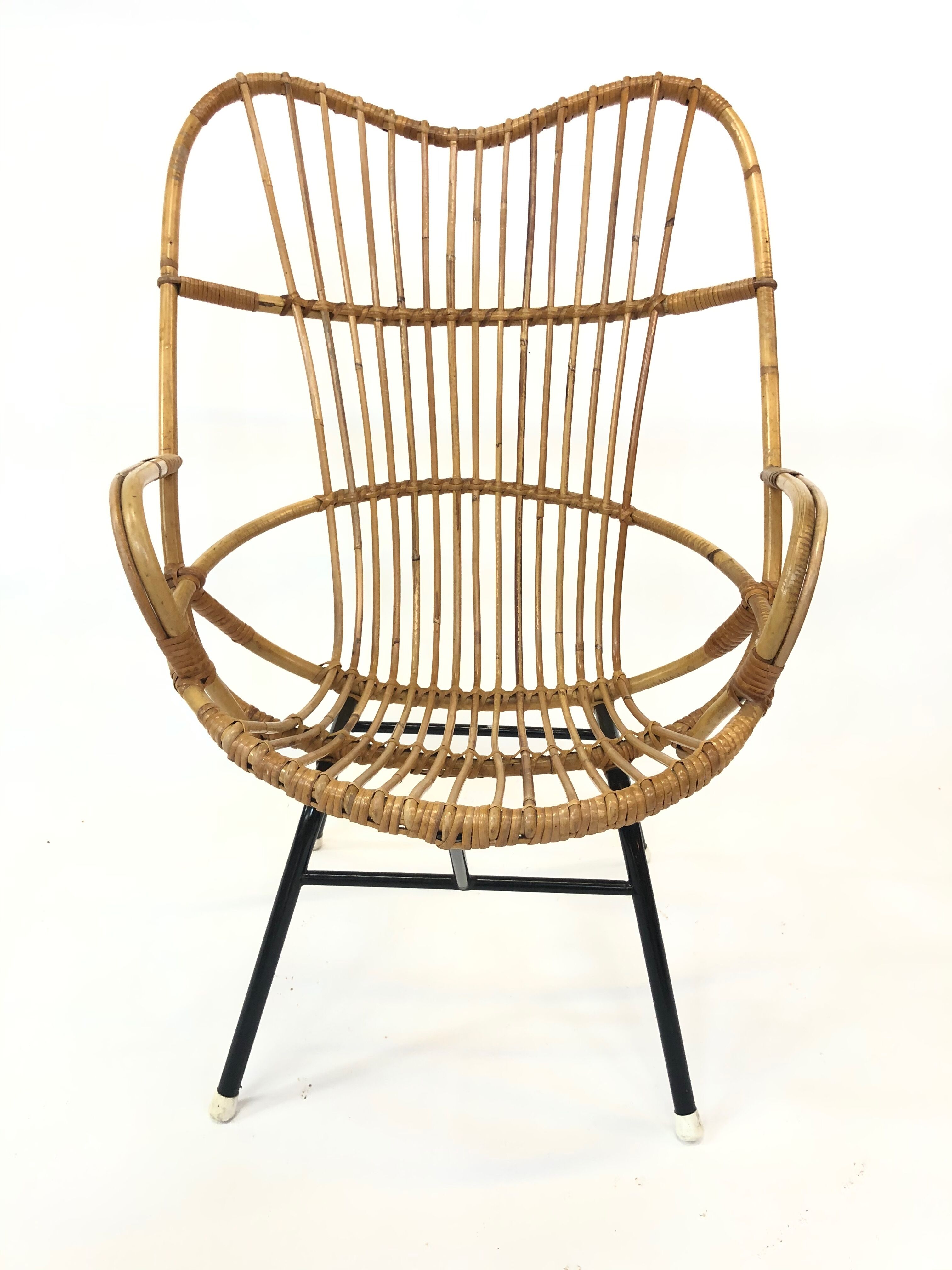 Rohe Noordwolde rattan chair, 1960, Netherlands XL siz
