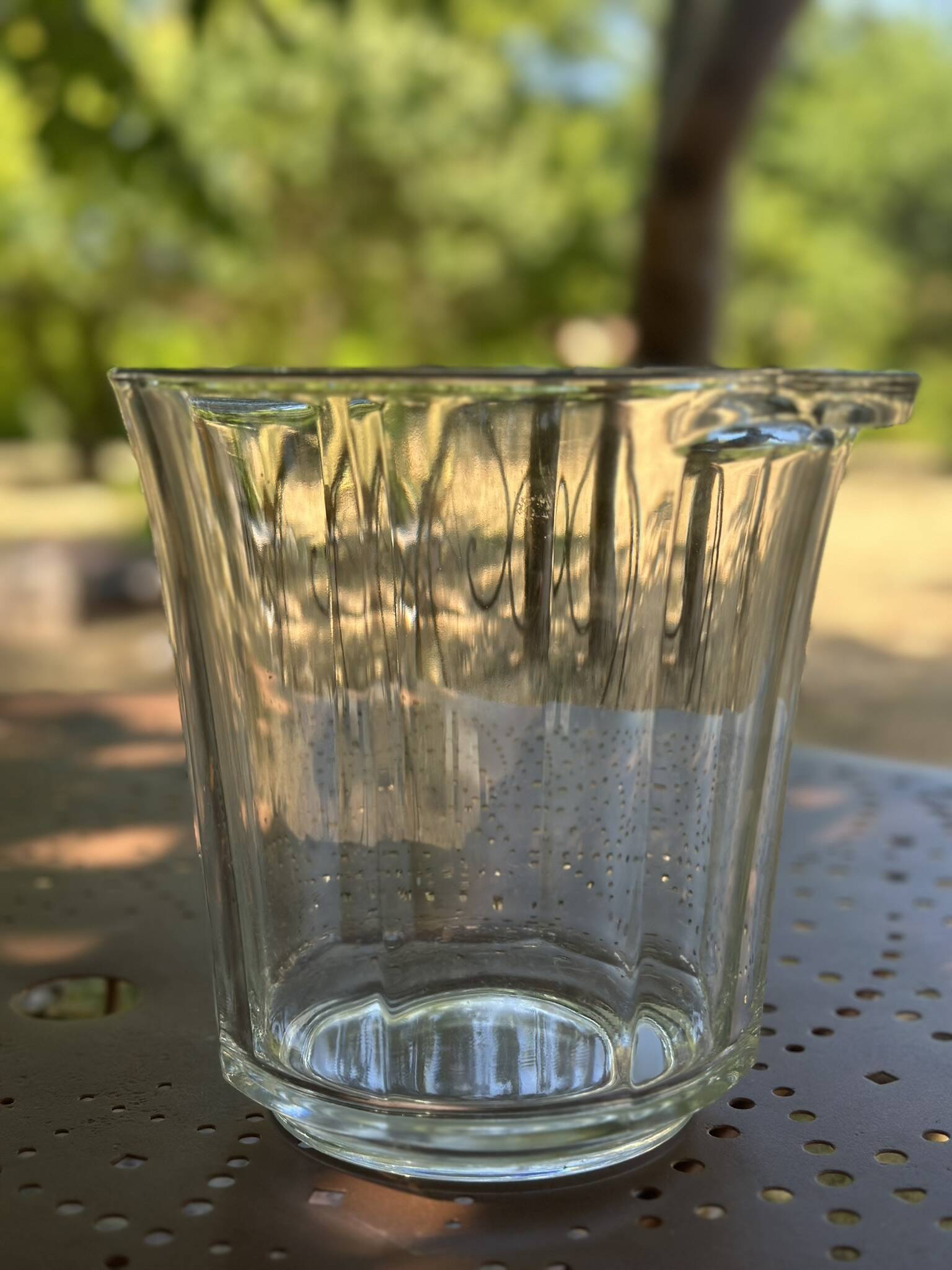 Vintage ribbed glass champagne bucket