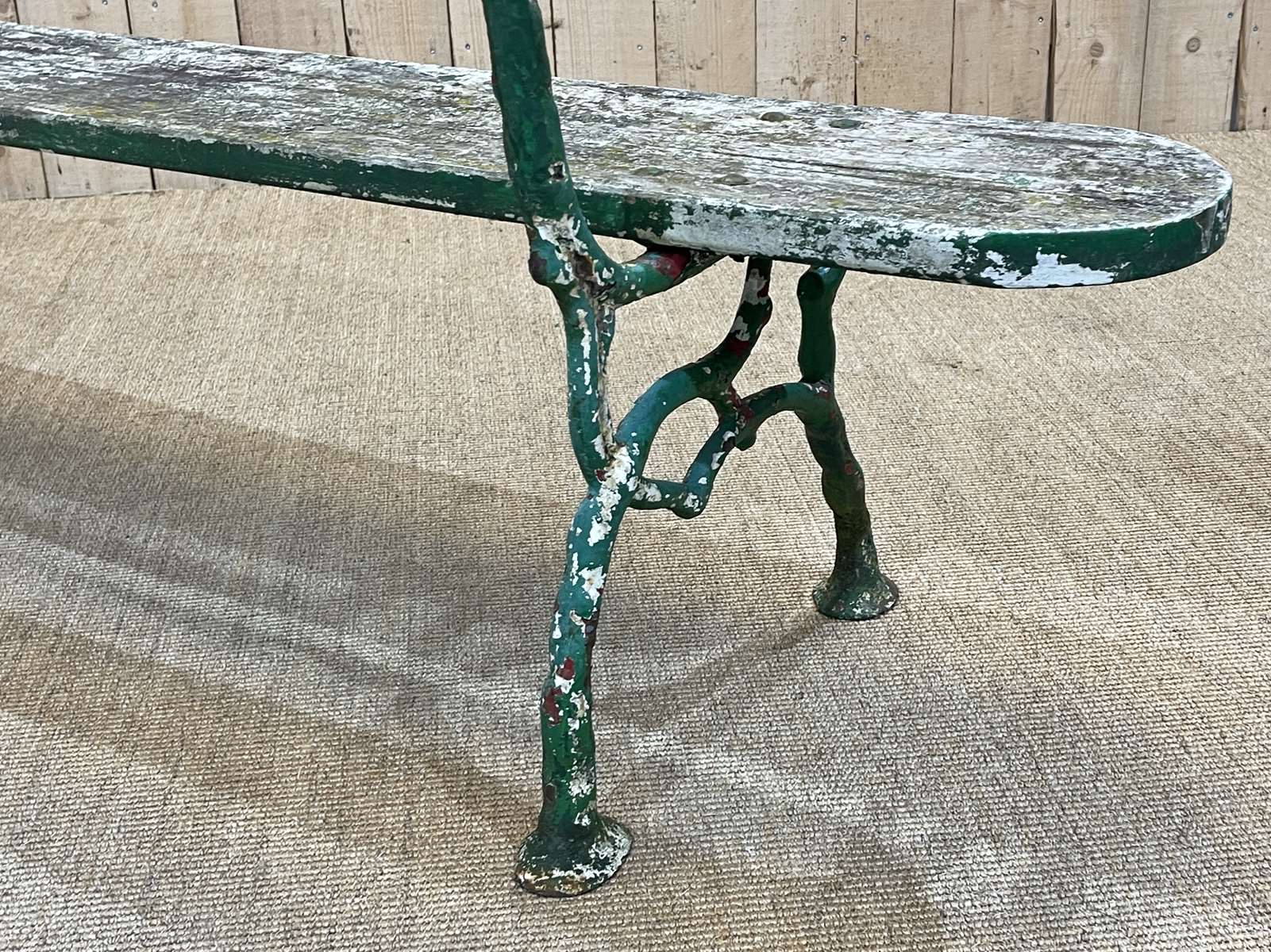 Garden bench of the early twentieth century cast iron and teak