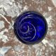 Soliflore vase, tubular, blue crystal, foliage decoration, encrypted, label, hand cut, flowers