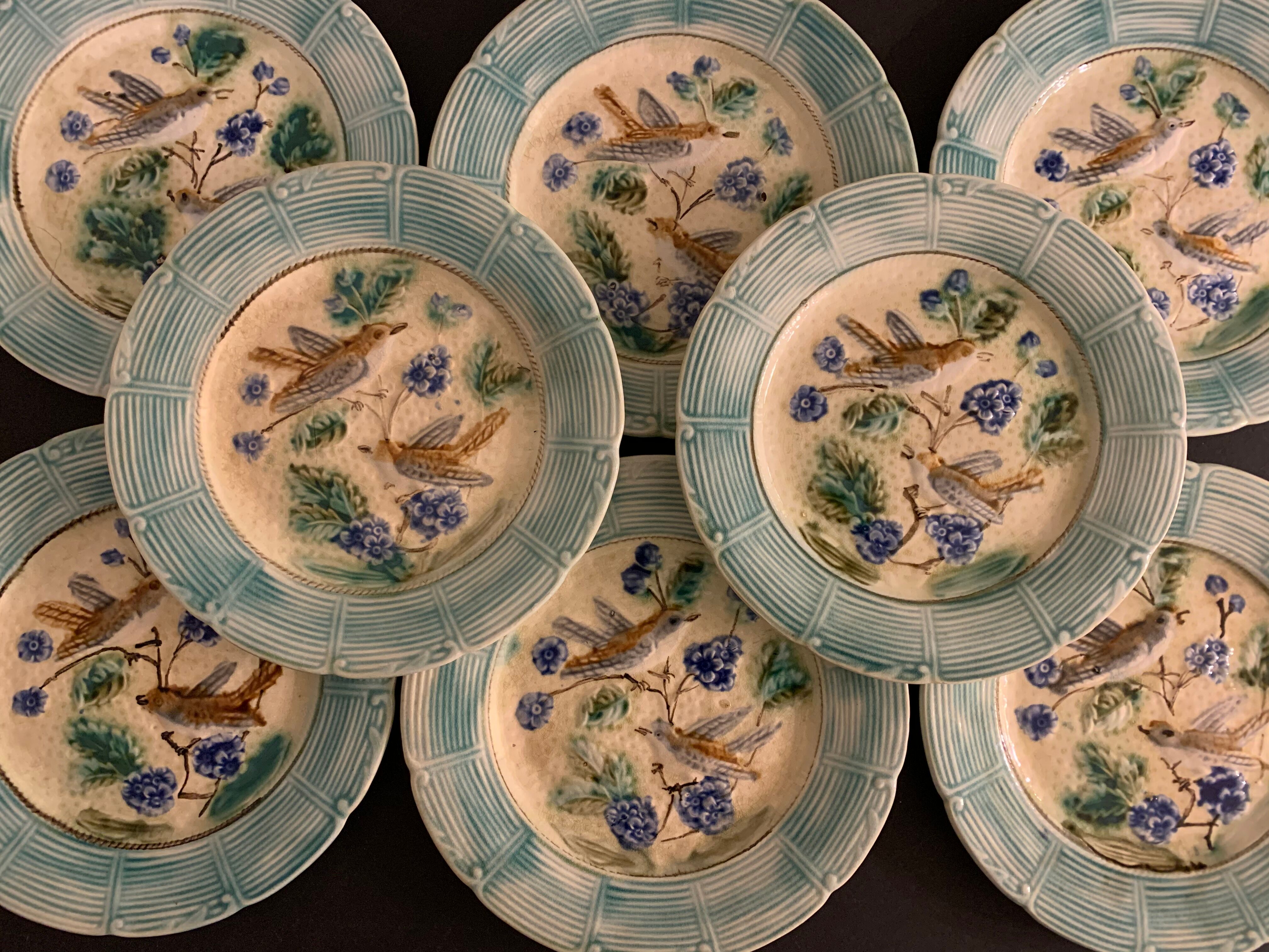 8 dessert plates in late 19th century dabbling