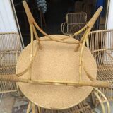 Lounge or garden table and 4 vintage wicker and rattan chairs 60s