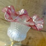 Upcycled vintage pink tulip glass table lamp