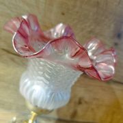 Upcycled vintage pink tulip glass table lamp
