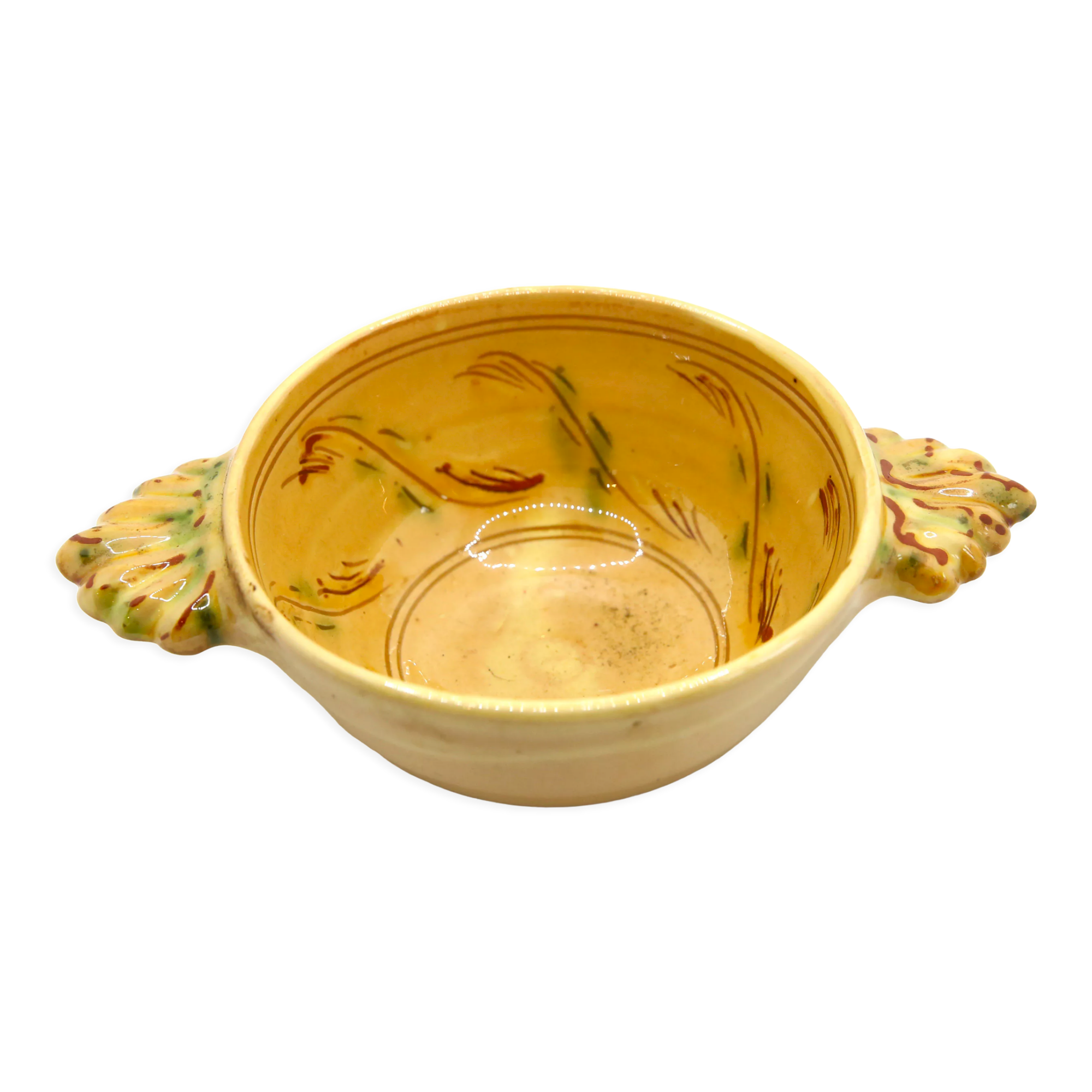 Provencal bowl in yellow ceramic and scrolls