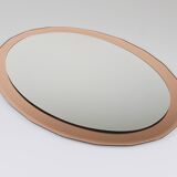 Cristal Arte Pink Oval Rosé Mid-Century Wall Mirror, Italy, 1960s