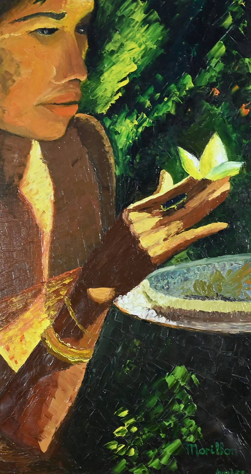 Important Oil on Canvas “La Tahitienne” signed Morillon – 1985