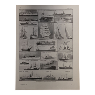 Lithographie originale sur les navires