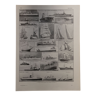 Original lithograph on ships