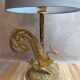 Large vintage lamp in moulded brass – Phoenix – onyx base – 1960s/70s