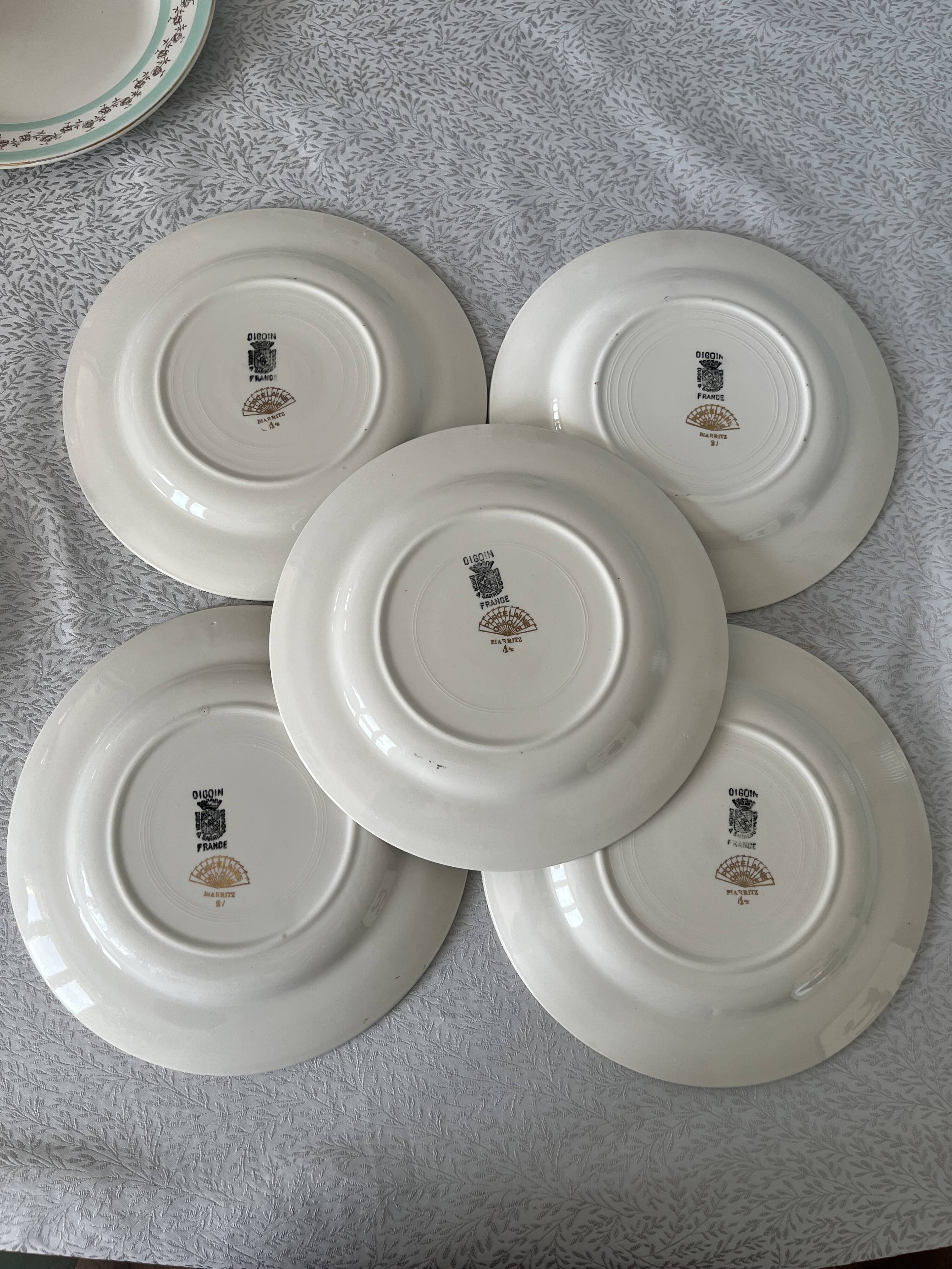 9 assiettes Digoin service Biarritz